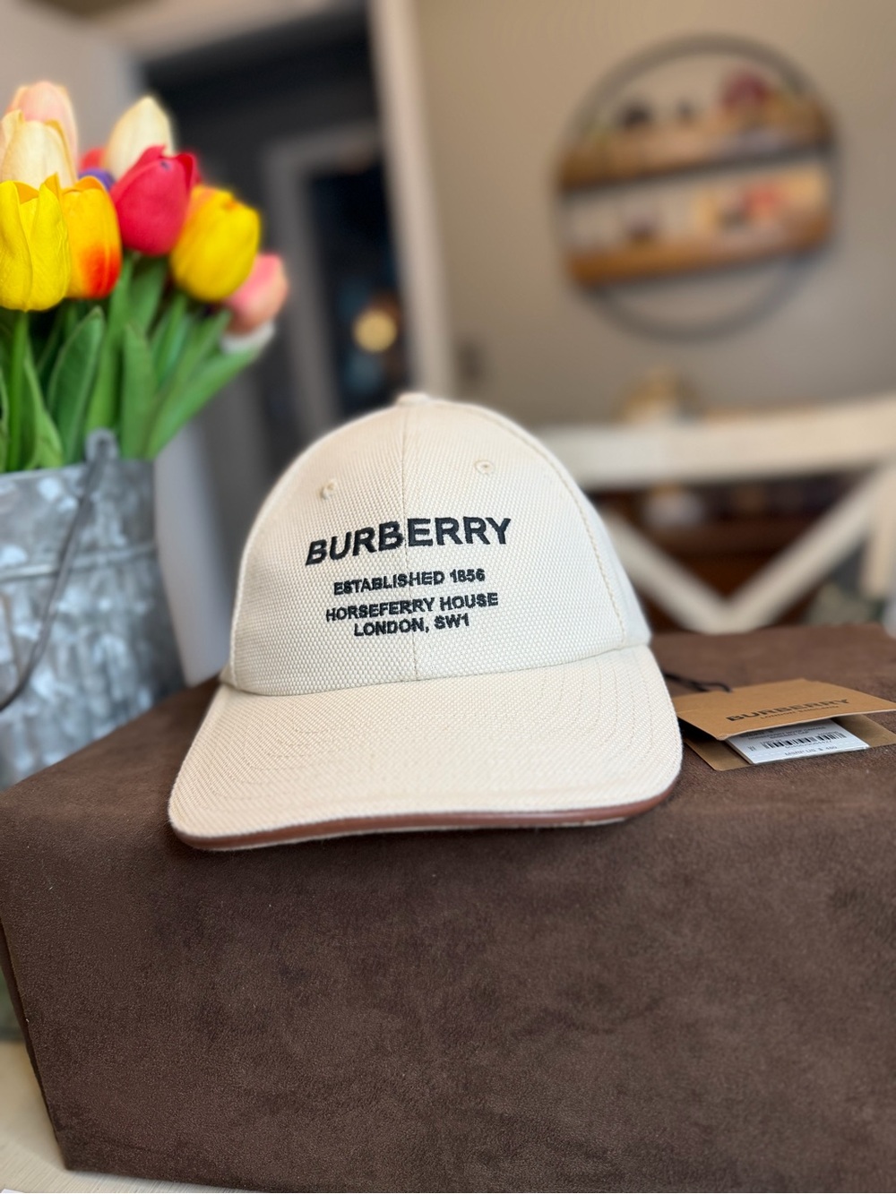 *COA* *NWT* Burberry Horseferry House Canvas Baseball Cap – Natural/Tan